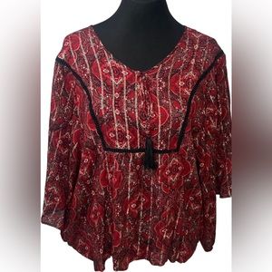 Maurices blouse burgundy/red kimono sleeves Size 1X